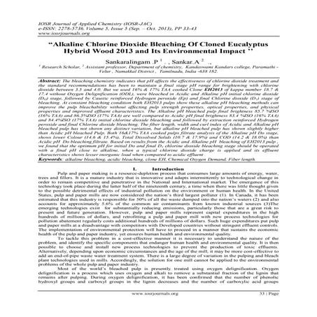 “Alkaline Chlorine Dioxide Bleaching Of Cloned Eucalyptus Hybrid Wood 2013 an...
