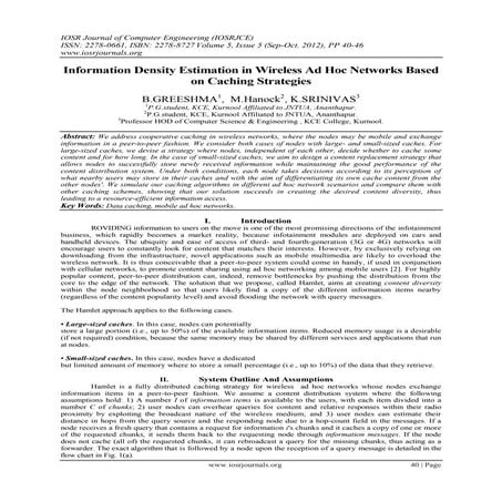 Information Density Estimation in Wireless Ad Hoc Networks Based  on Caching ...