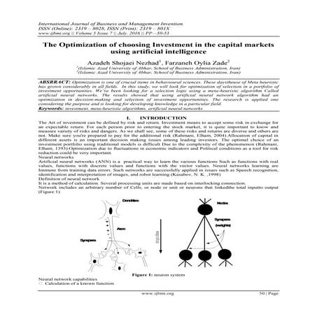 The Optimization of choosing Investment in the capital markets using artifici...
