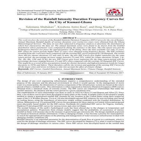 Rainfall intensity duration frequency curve statistical analysis and ...