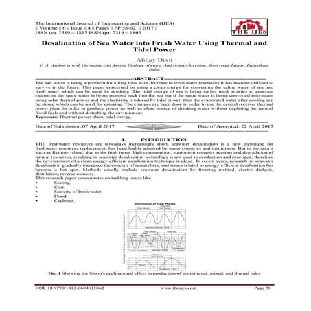 Desalination of Sea Water into Fresh Water Using Thermal and Tidal Power