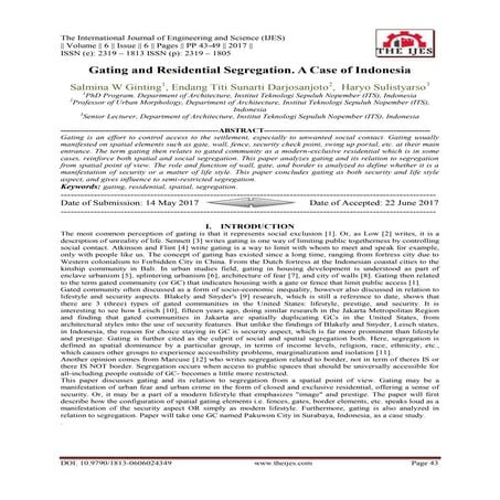 Gating and Residential Segregation. A Case of Indonesia