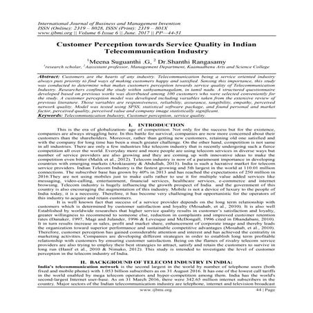 Customer Perception towards Service Quality in Indian Telecommunication Industry