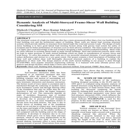 Dynamic Analysis of Multi-Storeyed Frame-Shear Wall Building Considering SSI