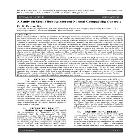 A Study on Steel Fiber Reinforced Normal Compacting Concrete