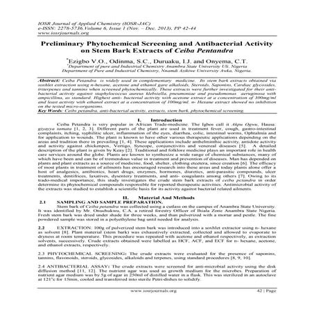 Preliminary Phytochemical Screening and Antibacterial Activity on Stem Bark E...