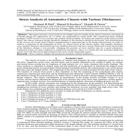 Stress Analysis of Automotive Chassis with Various Thicknesses