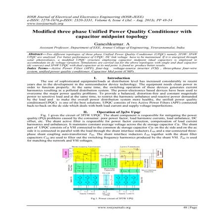Modified three phase Unified Power Quality Conditioner with capacitor midpoin...