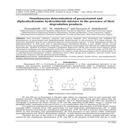 Simultaneous determination of paracetamol and diphenhydramine hydrochloride m...
