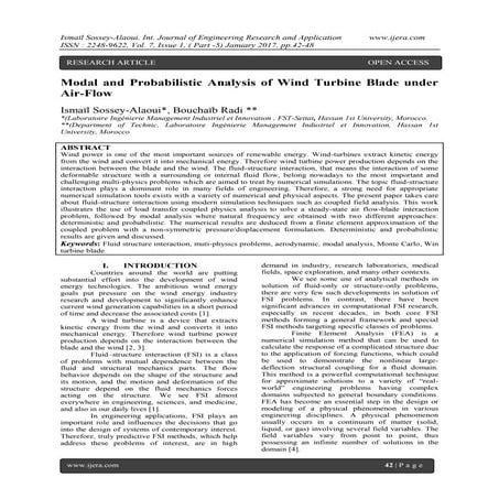 Modal and Probabilistic Analysis of Wind Turbine Blade under Air-Flow