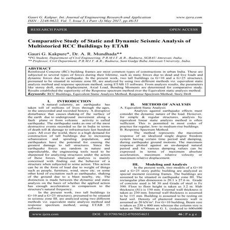 Comparative Study of Static and Dynamic Seismic Analysis of Multistoried RCC ...