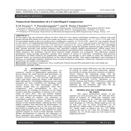 Numerical Simulation of a Centrifugal Compressor