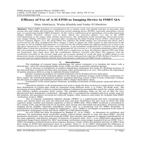 Efficacy of Use of A-Si EPID as Imaging Device in IMRT QA