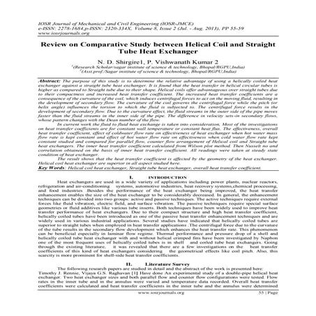 Review on Comparative Study between Helical Coil and Straight Tube Heat Excha...
