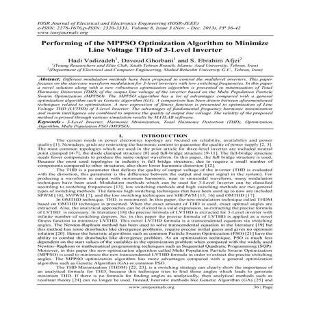 Performing of the MPPSO Optimization Algorithm to Minimize Line Voltage THD o...