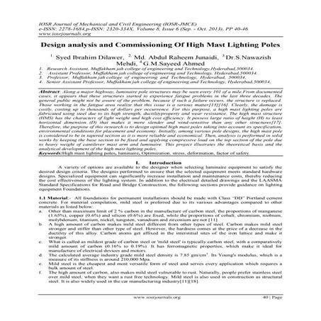 Design analysis and Commissioning Of High Mast Lighting Poles | PDF