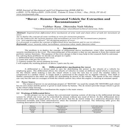 “Rover - Remote Operated Vehicle for Extraction and Reconnaissance”