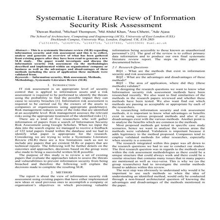 Systematic Literature Review of Information Security Risk Assessment
