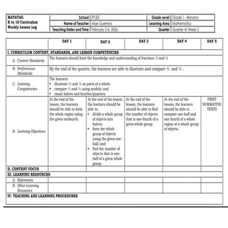 A detailed lesson plan in math grade 1 | DOCX