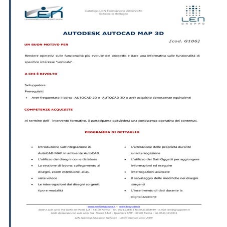 Autodesk autocad map 3d - Scheda corso LEN