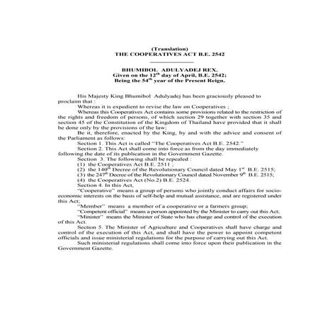 1.1. Thailand Cooperatives Act B.E.2542