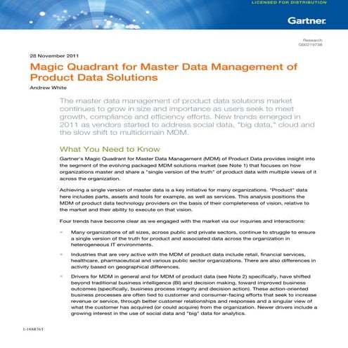 G11.2011   magic quadrant for mdm of product data solutions