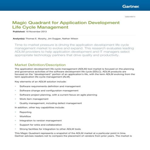 G11.2013   Application Development Life Cycle Management