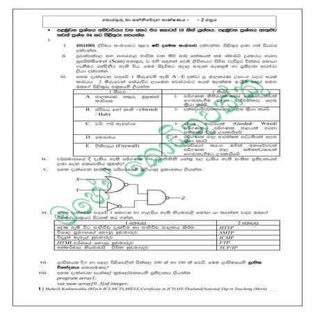 Model Queestion Paper for 2017 GCE O/L 