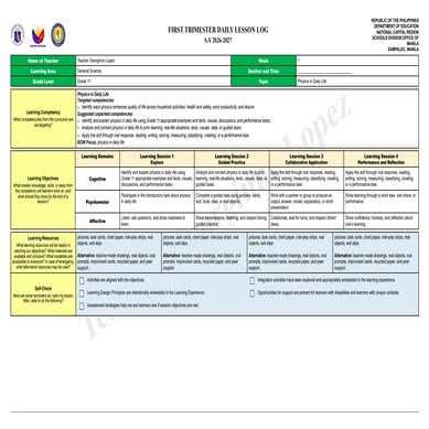 Comprehensive Grade 11 Physics in Daily Life Lesson Plan | PDF