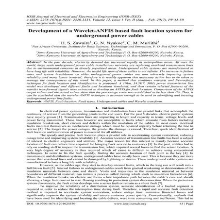 Development of a Wavelet-ANFIS based fault location system for underground po...