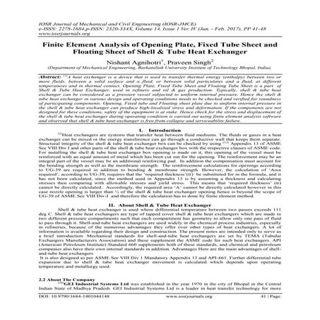 Finite Element Analysis of Opening Plate, Fixed Tube Sheet and Floating Sheet...