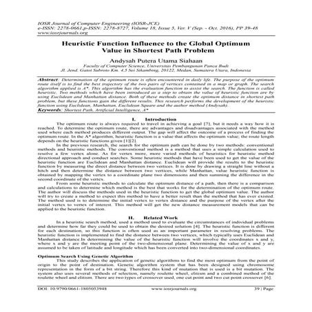 Heuristic Function Influence to the Global Optimum Value in Shortest Path Pro...