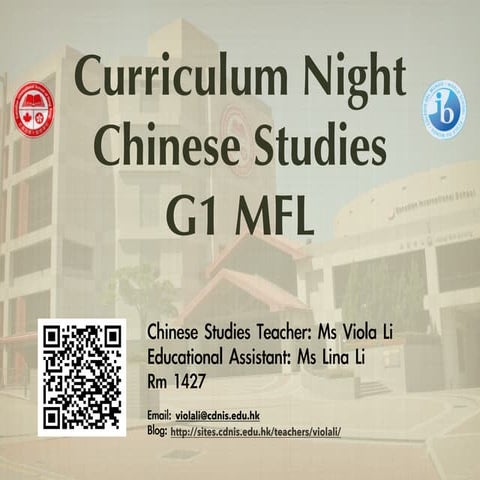 G1 MFL Chinese Studies Curriculum Presentation 1415