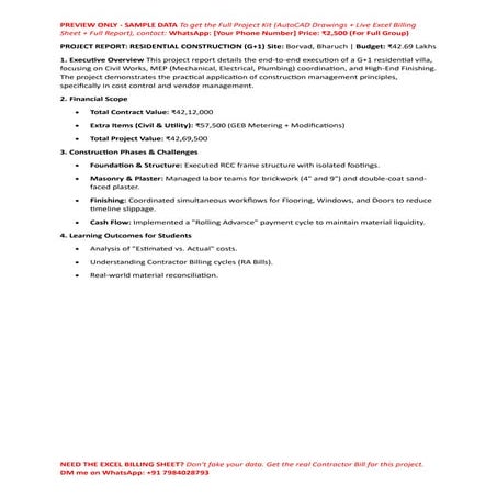 Real Construction Project Report - G+1 Residential Building (Civil ...