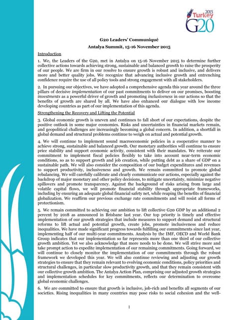 Communiqué final du G20 d'Antalya (2015)