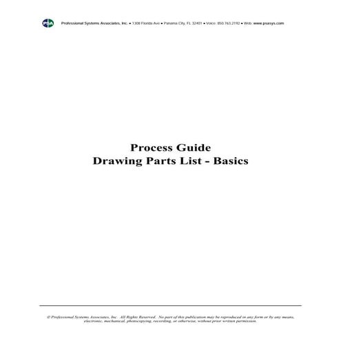CMPRO Process Guide: Drawing Parts List - Basics