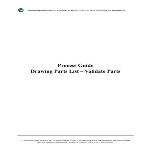 CMPRO Process Guide: Drawing Parts List – Validate Parts | PDF