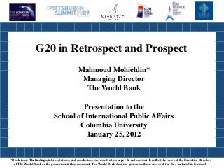 G20 in retrospect and in prospect