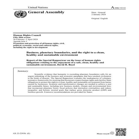 Special Rapporteur on the issue of human rights obligations relating to ...