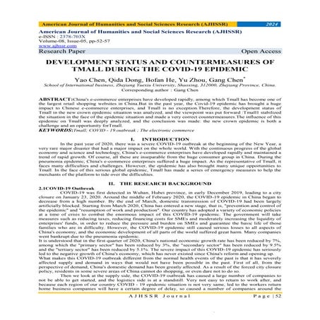 DEVELOPMENT STATUS AND COUNTERMEASURES OF TMALL DURING THE COVID-19 ...