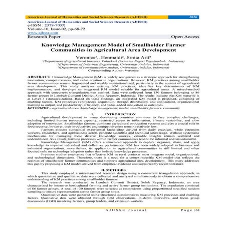 Knowledge Management Model of Smallholder Farmer Communities in ...