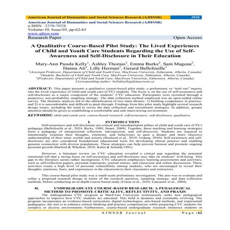 A Qualitative Course-Based Pilot Study: The Lived Experiences of Child ...