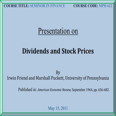 Dividends and Stock Prices