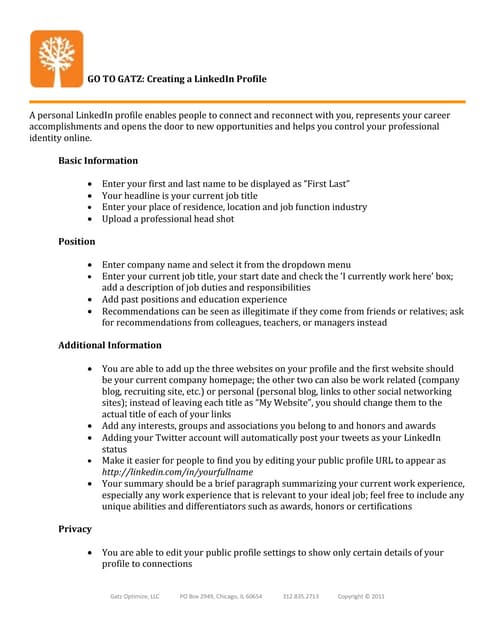 GO TO GATZ: LinkedIn Profile