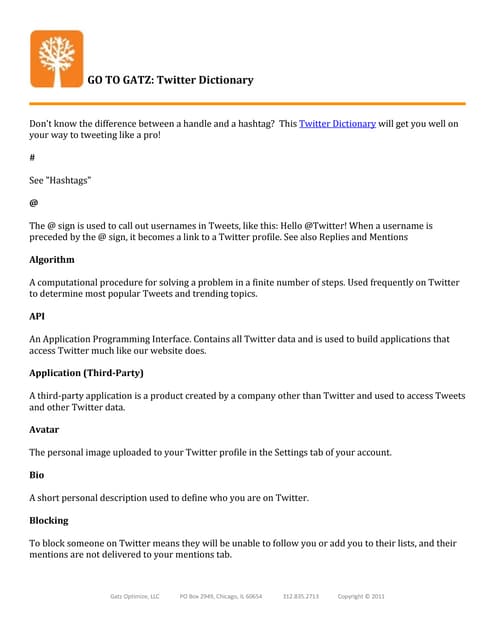 GO TO GATZ: Twitter Dictionary 