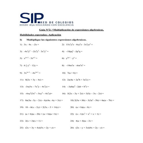 G2 im fyp_ multiplicación de expresiones algebraicas | PDF