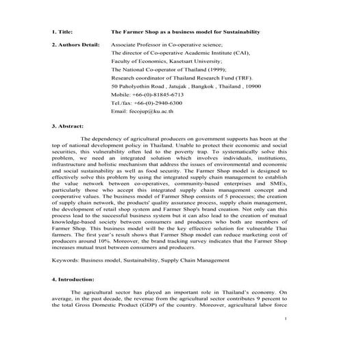 1.2. The Farmer Shops Business Model in Thailand