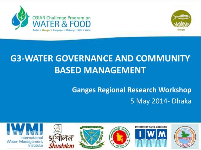 G3-Water Governance and Community Based Management
