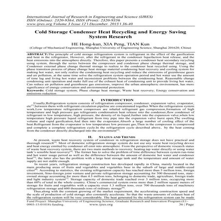 Cold Storage Condenser Heat Recycling and Energy Saving System Research