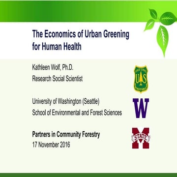 The Economics of Urban Greening for Human Health